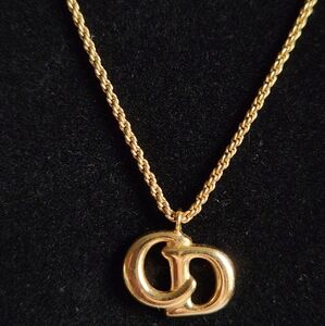 Christian Dior CD Logo Gold Tone Necklace